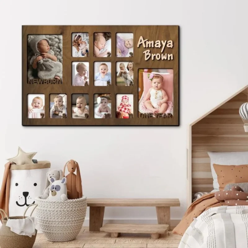 Rectangular-Wooden Baby Photo Board