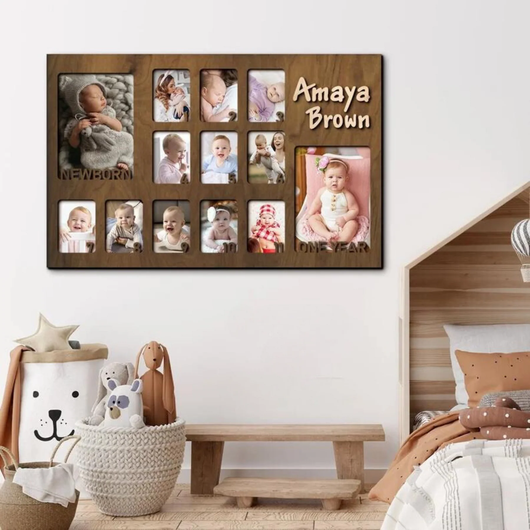 Rectangular-Wooden Baby Photo Board