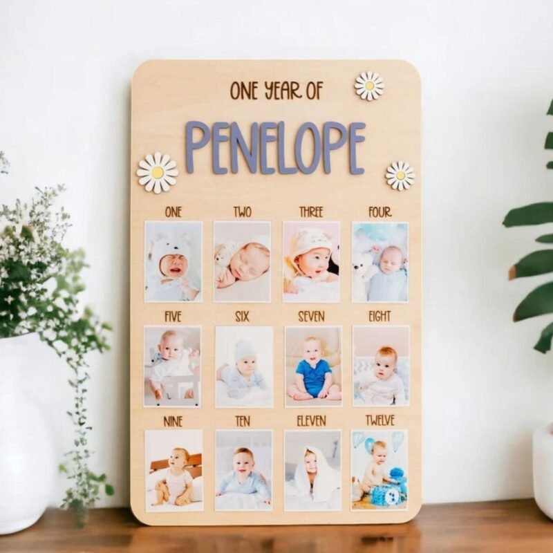 Wooden Baby Photo Board
